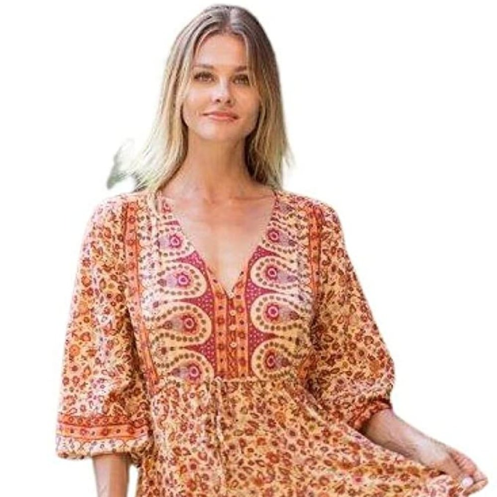 Perfect for Fall! Bohemian Style Gypsy Dress - Picture 7 of 7